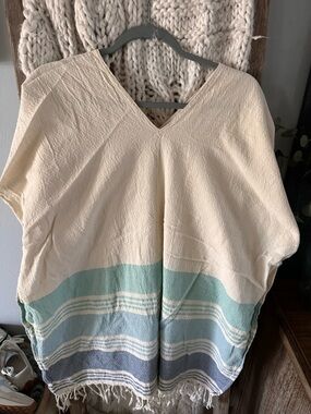 tribe alive Cream and Teal Ombre Open-Front Cover-Up